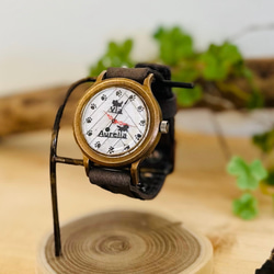 手工腕錶Via Aurelia（黑貓白錶盤（爪子）&amp;義大利牛皮（灰色）） 第5張的照片