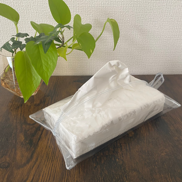 箱無しタイプティッシュカバー　　74 ハンドメイド ティッシュカバー箱なしタイプ専用〈小さめサイズ〉【クリア】PVC