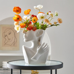 フェイスフラワーベース オシャレ 花瓶 北欧 シルバー ワイトモダン セラミック 陶磁器製品 インテリア ch-74 16枚目の画像