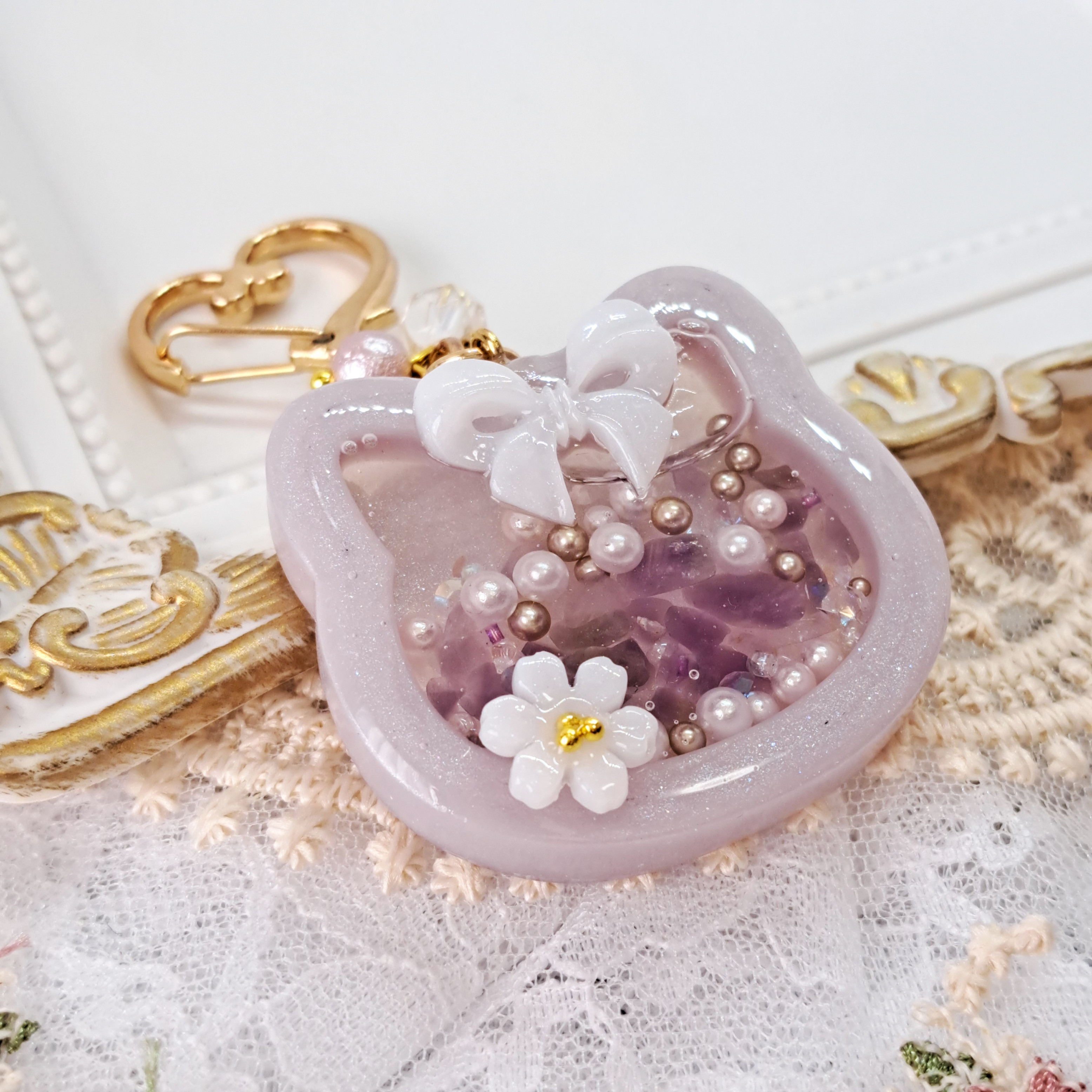 大人かわいい♡チャーム キラキラピンクアメジスト （大人かわいい 
