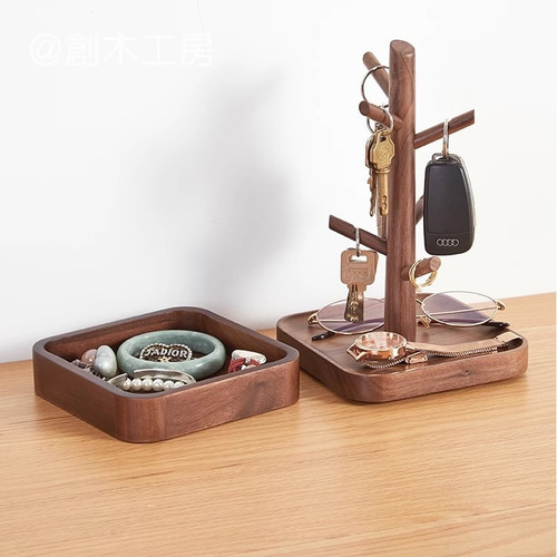 卓上収納 アクセサリー掛け 目隠し トレイ 木製雑貨 小物入れ