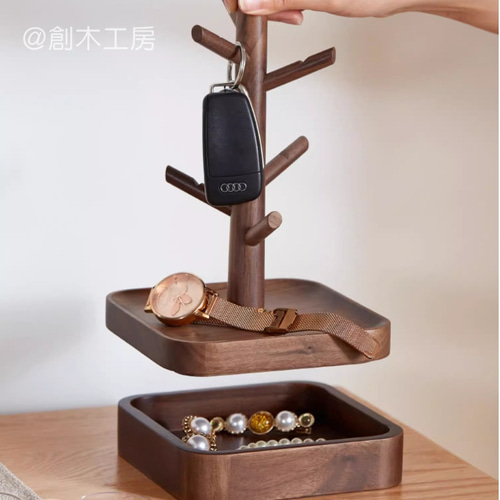 卓上収納 アクセサリー掛け 目隠し トレイ 木製雑貨 小物入れ