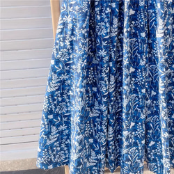 [500円割引]美しい柄 花　草　綿麻スカート　ギャザー 中長ロングスカート 3枚目の画像