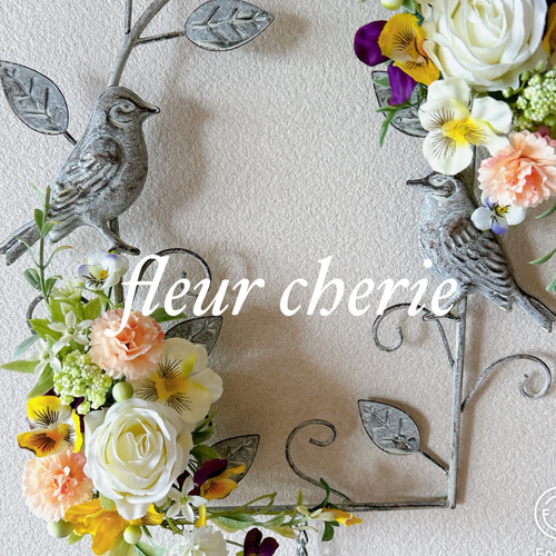 アートフラワー壁掛けアイアン鳥かごアレンジバードゲイジリース