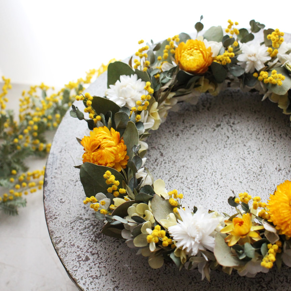 Spring 春ミモザのハーフリース20〜22cm