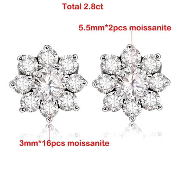 期間限定価格　オール　モアサナイト　フラワー　スタッド　ピアス　 5枚目の画像