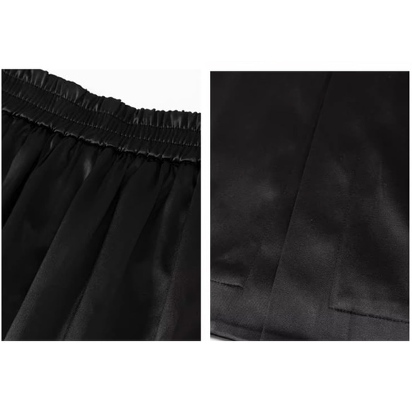 つや感ありどんすスカート　立体感スカート　ブラック　S-XL#490 16枚目の画像
