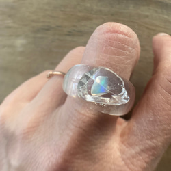 オパールが閉じ込められた鉱石の指輪　Opal Ring☆ゆったりサイズ 3枚目の画像