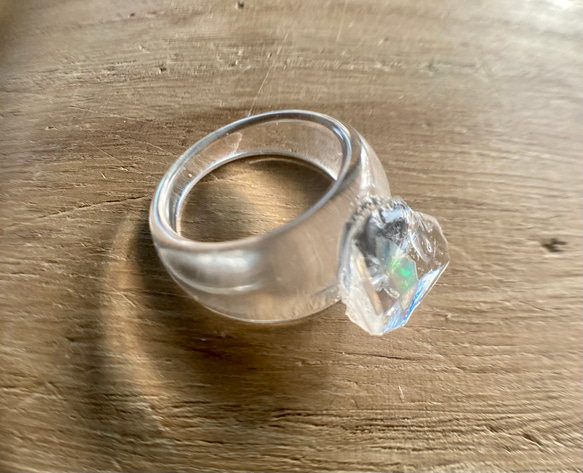 オパールが閉じ込められた鉱石の指輪　Opal Ring☆ゆったりサイズ 17枚目の画像