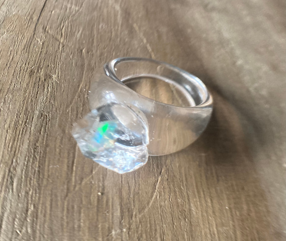 オパールが閉じ込められた鉱石の指輪　Opal Ring☆ゆったりサイズ 18枚目の画像