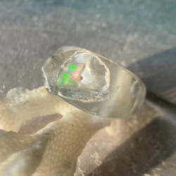 オパールが閉じ込められた鉱石の指輪　Opal Ring☆ゆったりサイズ 19枚目の画像