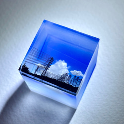 【受注制作】情景レジン-真夏の青空 プレゼント/雲/晴れやかブルー 2枚目の画像