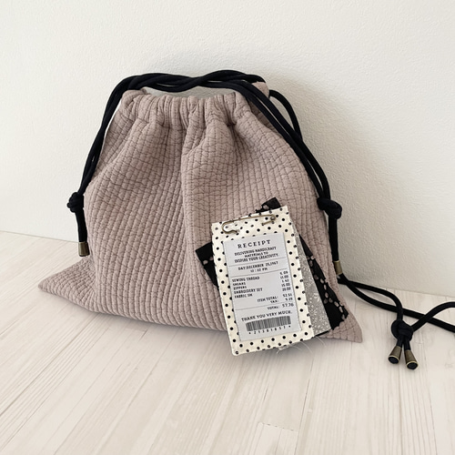 ヌビの巾着ショルダーバッグ☆オシャレなレシートタグ付き＊4way