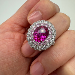 ラボグロウンパライバトルマリンヘイローリング 約3カラットS925＋