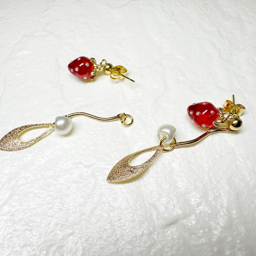 クリアレッドピアス 2way 【期間限定】 ピアス（スタッド・一粒  