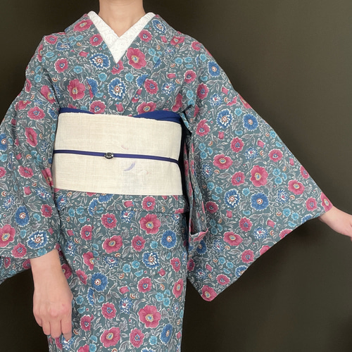 オリエンタル花柄浴衣/スモークグリーン 浴衣 花鹿 kajika 通販