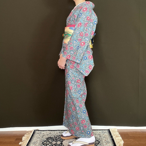 オリエンタル花柄浴衣/スモークグリーン 浴衣 花鹿 kajika 通販