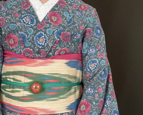 【新品】 浴衣 黒×グリーン 花柄 浴衣】Y-6 黒 桜 | 髪結・レンタル着物 ヘアセットCOCO