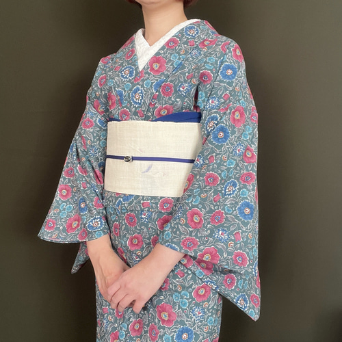 オリエンタル花柄浴衣/スモークグリーン 浴衣 花鹿 kajika 通販