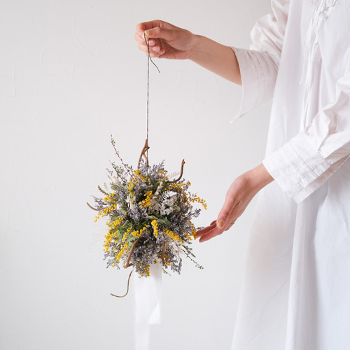 ミモザとスターチスのフライングボール＊フライングリース＊ドライ