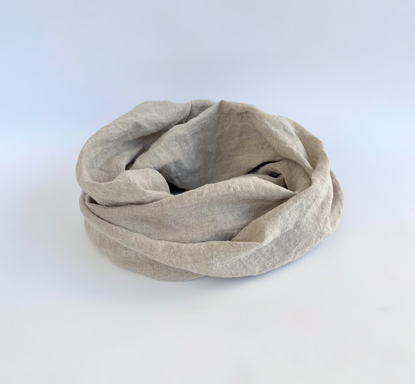 ベルギーリネンのスヌード(フラックス) 5枚目の画像