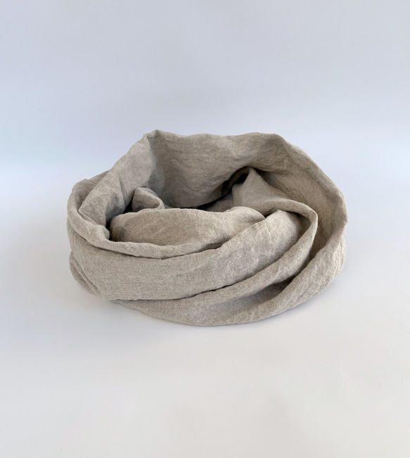 ベルギーリネンのスヌード(フラックス) 1枚目の画像