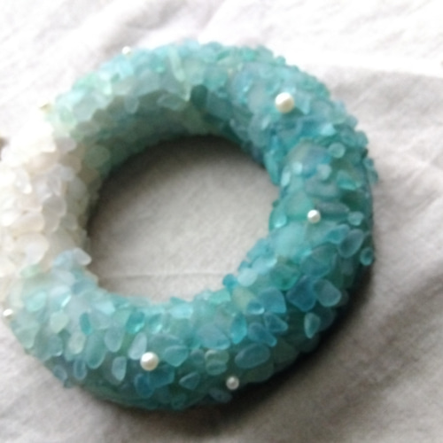 大きな シーグラスリース シーグラスアート リース シーグラス雑貨