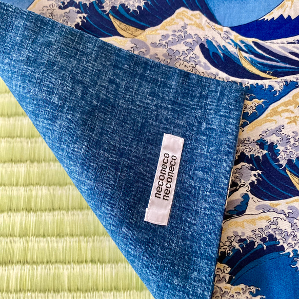 30×40ランチマット 和柄 荒波と富士(ブルー) 3枚目の画像