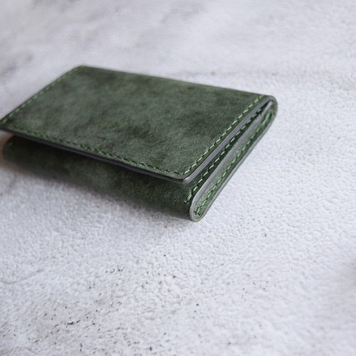 名刺入れ 本革 ｲﾀﾘｱﾝﾚｻﾞｰ MossGreen モスグリーン 名刺入れ・カード