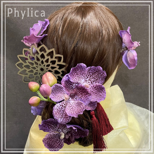 ALEXANDRE フラワーヘアアクセサリー ヘアアクセサリー シルクフラワー ドライフラワー (3つセット