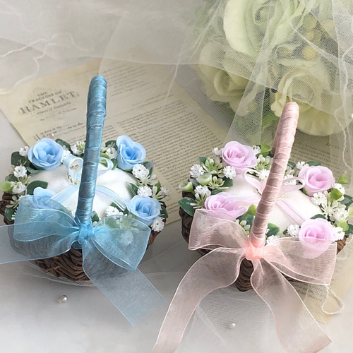 かご バスケット 小•横 ８点セット エコクラフト リングピロー カゴ 結婚式 かご バスケット 小•横 8点セット エコクラフト リングピロー