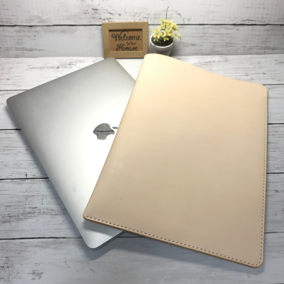 MacBook Air/ Pro/13インチ用 ヌメ革 スリーブケース pcレザーケース 本革 1枚目の画像