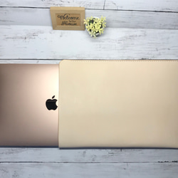 MacBook Air/ Pro/13インチ用 ヌメ革 スリーブケース pcレザーケース 本革 3枚目の画像