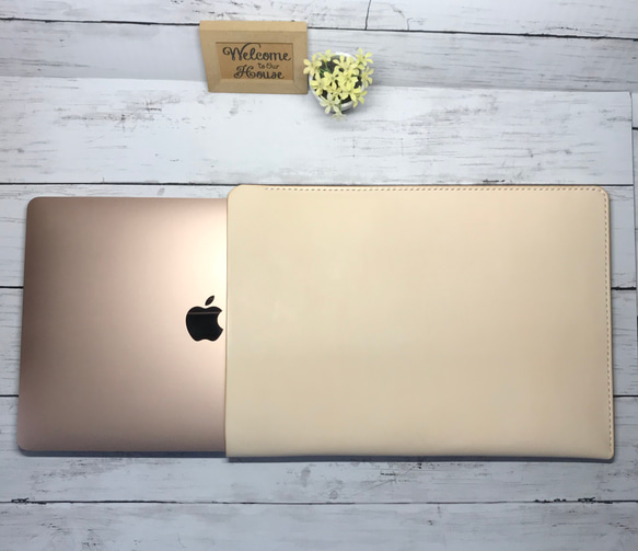 MacBook Air/ Pro/13インチ用 ヌメ革 スリーブケース pcレザーケース 本革 3枚目の画像