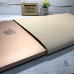 MacBook Air/ Pro/13インチ用 ヌメ革 スリーブケース pcレザーケース 本革 4枚目の画像