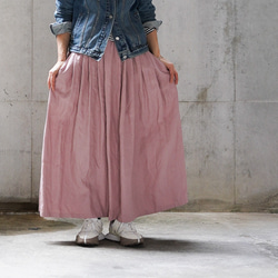 【再販！】桜色のリネン＊ポケット付きのタックスカート（丈セミオーダー） 8枚目の画像