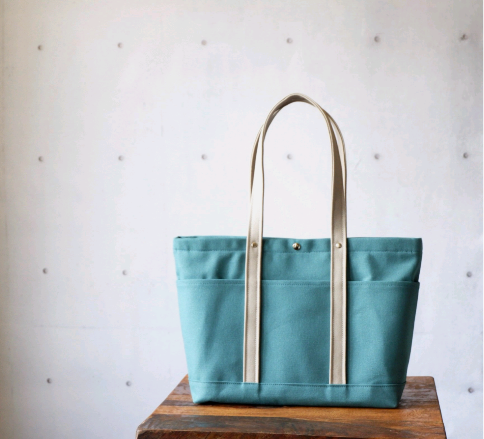 A4ポケットトート◇ターコイズ×アイスグレー | 倉敷帆布