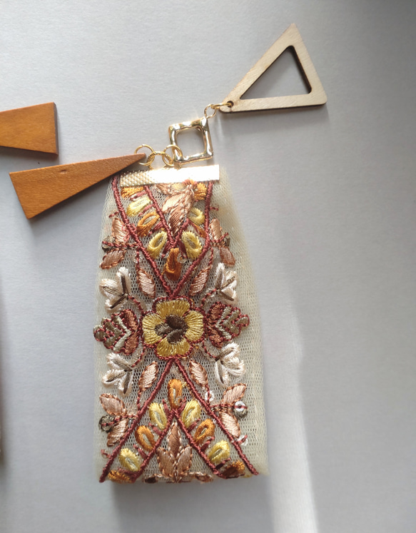 インド刺繍リボンのキーホルダー・バッグチャーム26 3枚目の画像