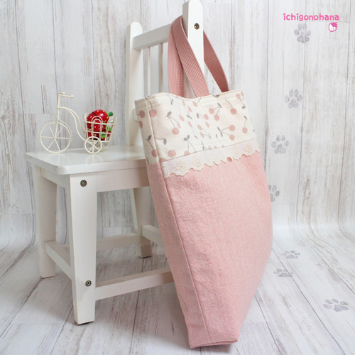 大きめレッスンバッグ『うさぎとさくらんぼ♥ミルキーカラー』k2556