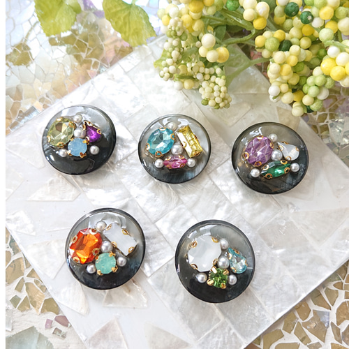 夜空のボタン☆2個 j-35 ボタン/カボション/星/月/パール