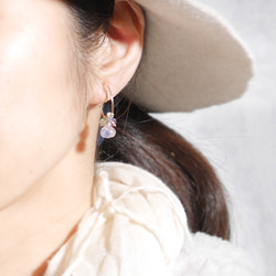 #993E 雲石粉彩天然石材橢圓形環狀耳環 第7張的照片