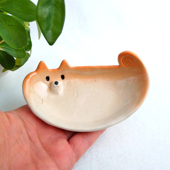 柴犬横向細皿12cm　犬陶器　＊試作品 2枚目の画像