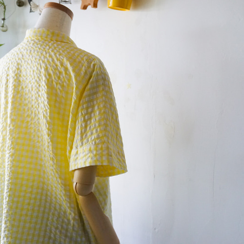 美品 プランテーション ギンガムチェック コットンシャツ イエロー 近年 781b45460db2b63ebec74053045d96