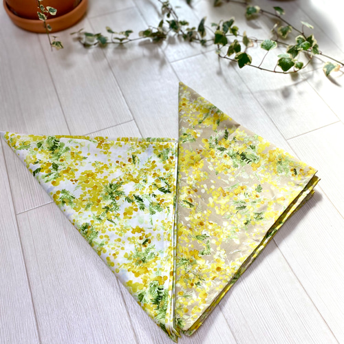 テーブルナプキン ミモザ ハンカチやお弁当包みにも使える 50cmx50cm