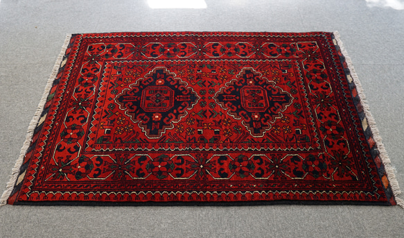 123×84cm【アフガニスタン手織り絨毯 カールモハメディ】ペルシャ絨毯 3枚目の画像
