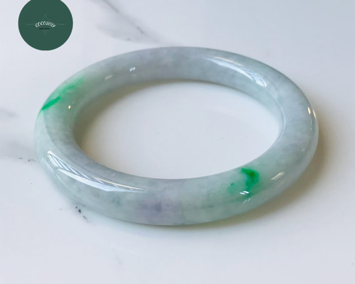 B3010-038】ジェイド 翡翠 ヒスイ バングル ミャンマー産 ライト