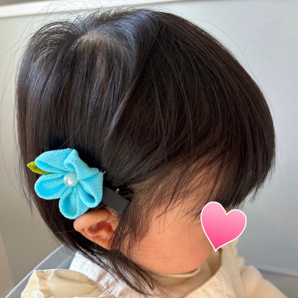 受注制作　つまみ細工　ベビー　赤ちゃん　ヘアクリップ　可愛い　かわいい　和風　初節句　お宮参り　ハーフバースデー　誕生日 18枚目の画像