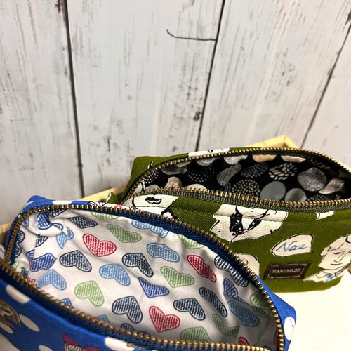 ハンドメイドタバココスメポーチレトロガールブルー アイコスケース