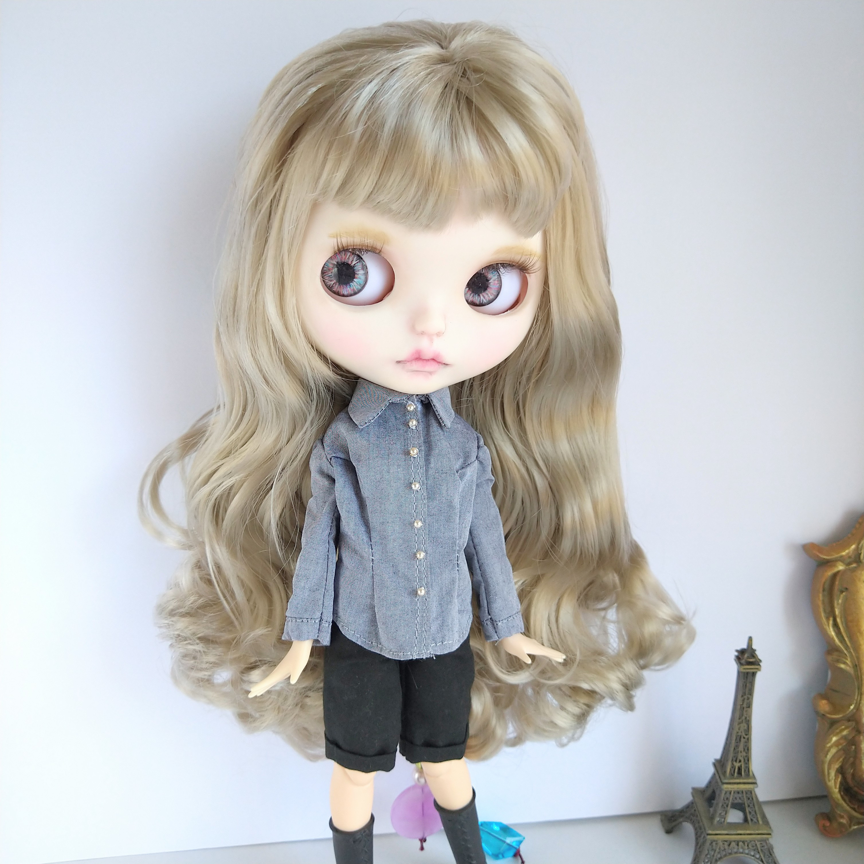 再705※白のラグランスリーブカットソー※ブライスアウトフィット※1/6ドール服 再705※白のラグランスリーブカットソー※ブライスアウトフィット