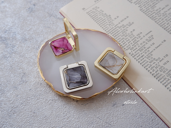 ＃Alcohol Ink Art 　アルコールインクアートのスマホリング・スマホスタンド/ スクエア 1枚目の画像